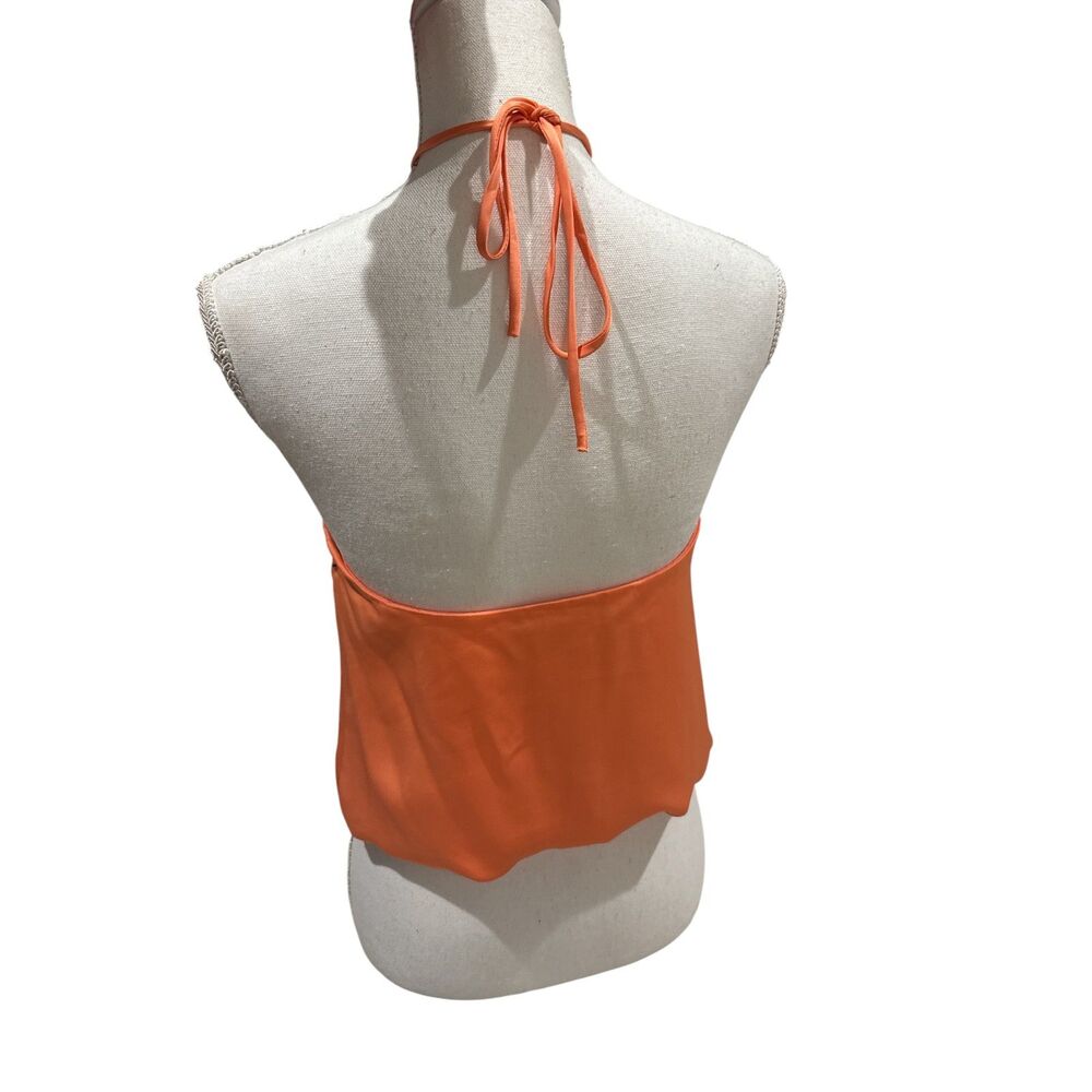 Ramy Brook Devon Satin Halter Top Orange Gold Hardware Small NWOT $295 - Picture 4 of 8